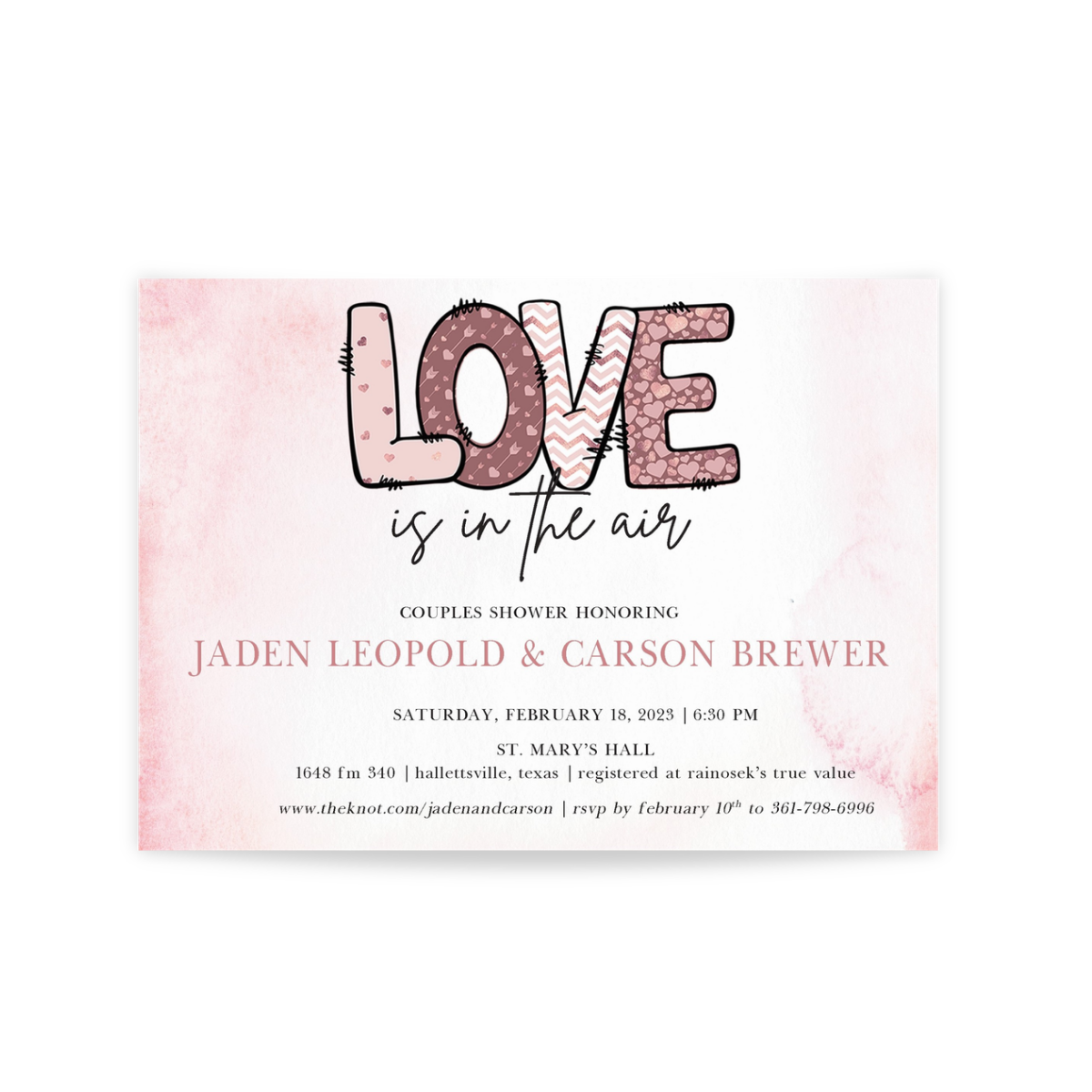 Love Is In The Air Couples Shower Invitation