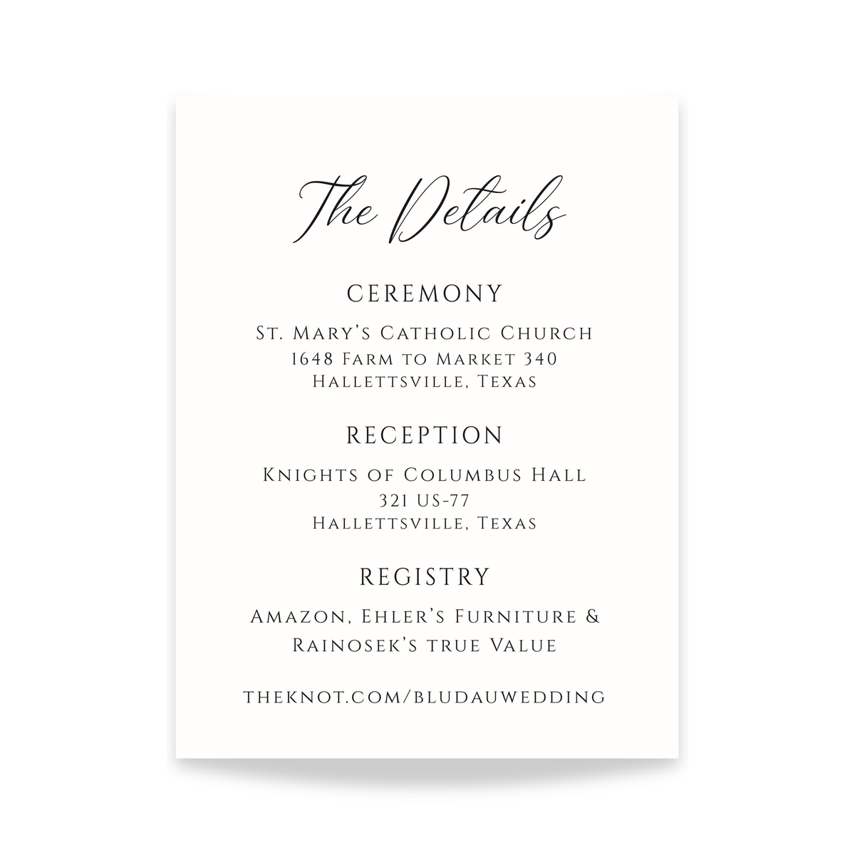 Timeless Romance Details Card
