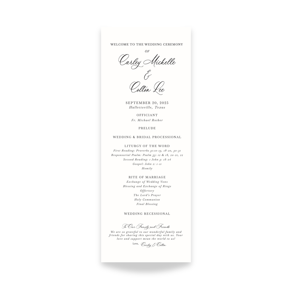 Timeless Romance Wedding Program