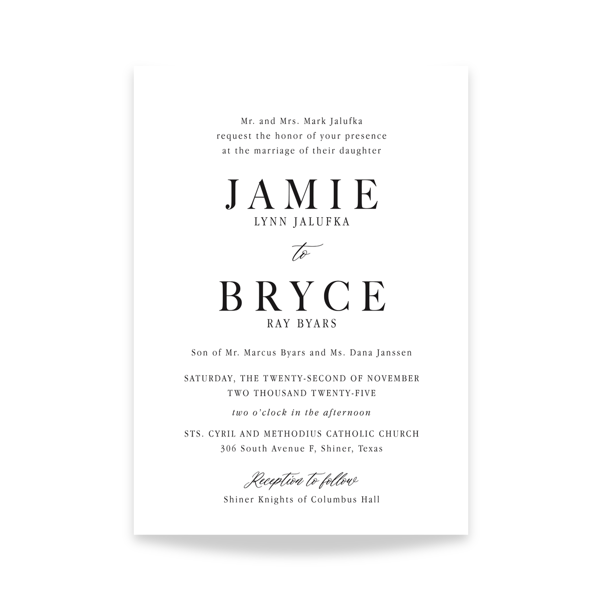 Editorial Wedding Invitation - Option 2