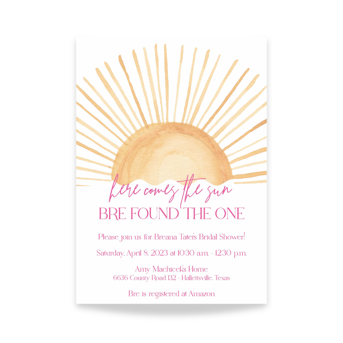 Here Comes The Sun Bridal Shower Invitation