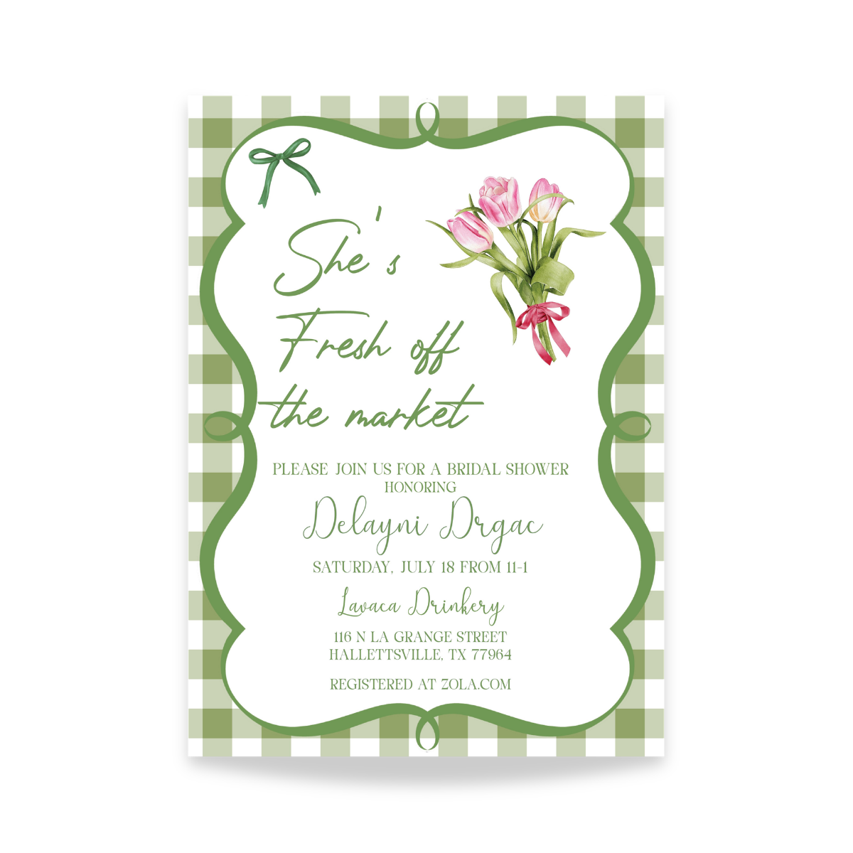 Fresh Off The Market Bridal Shower Invitation